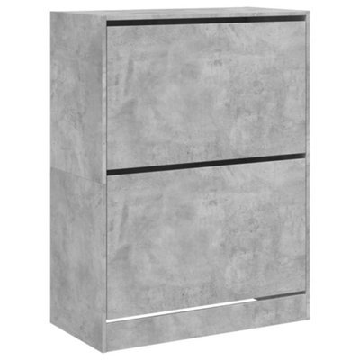 Berkfield Modern Shoe Cabinet With 2 Flip-Drawers Concrete Grey 80X42X108 Cm