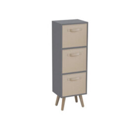Urbn-Living Urbnliving 80Cm Height 3 Tier Grey Wooden Storage Bookcase Scandinavian Style Pine Legs With Beige Inserts - thumbnail 2