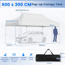 Costway 3M X 6M Pop-Up Canopy Tent Folding Instant Sun Shelter W/ Carrying Bag - thumbnail 3