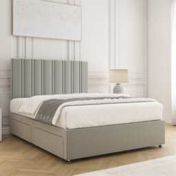 Bsspoke Sienna Divan Bed Set In Silver Plush Velvet 24Inch Headboard & No Mattress No Drawers In Single Double King 4Ft 6Ft - thumbnail 3