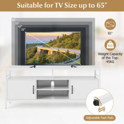 "Costway Tv Stand For Tvs Up To 65"" 147 Cm Tv Console Table With Storage-White" - thumbnail 4