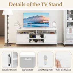 "Costway Tv Stand For Tvs Up To 65"" 147 Cm Tv Console Table With Storage-White" - thumbnail 7