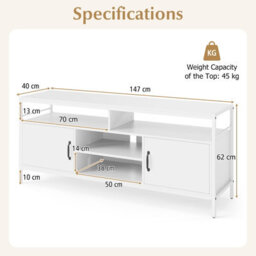 "Costway Tv Stand For Tvs Up To 65"" 147 Cm Tv Console Table With Storage-White" - thumbnail 2