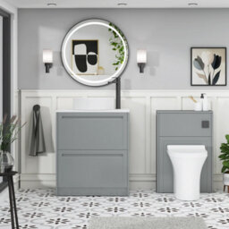 Royal Bathrooms Royal Bathroom Elmore 700mm Matt Pebble Grey Freestanding Vanity Unit 2 Drawer With Plain White Worktop & No Basin - thumbnail 5