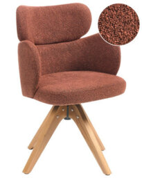 Wyld and Coco Nordicnest Swivel Dining Chair In Orange Boucle With Curved Backrest And Oak Legs - thumbnail 3