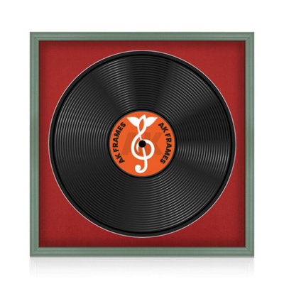 "16X16"" Green Classic Vinyl Record Frame With Crimson Mount For 12 Inch Lp Disc - Ak Frames" - image 1
