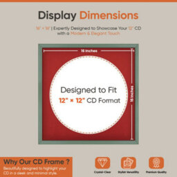 "16X16"" Green Classic Vinyl Record Frame With Crimson Mount For 12 Inch Lp Disc - Ak Frames" - thumbnail 2