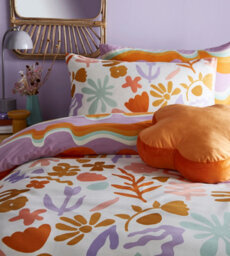 Furn. Amelie Floral Reversible Duvet Cover Set, King, Orange - thumbnail 3