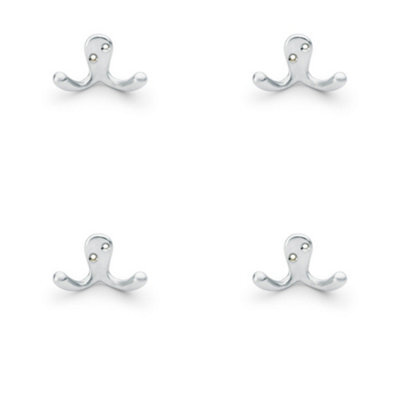 Loops 4 Pack - Solid Brass Victorian Double Robe Coat Hook - Wall Mounted Holder Satin Chrome - image 1