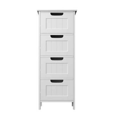 White Mdf Bathroom 4 Drawer Storage Cabinet Freestanding - image 1