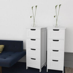 White Mdf Bathroom 4 Drawer Storage Cabinet Freestanding - thumbnail 6