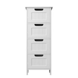 White Mdf Bathroom 4 Drawer Storage Cabinet Freestanding - thumbnail 1