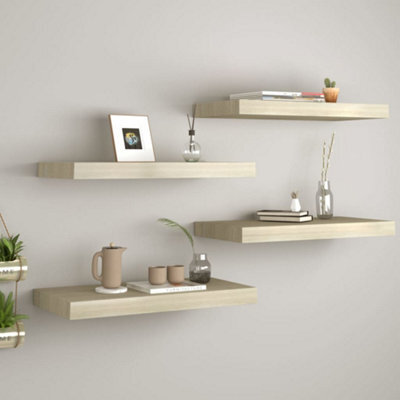 Berkfield Floating Wall Shelves 4 Pcs Oak 50X23X3.8 Cm Mdf - image 1