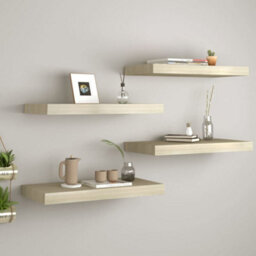 Berkfield Floating Wall Shelves 4 Pcs Oak 50X23X3.8 Cm Mdf - thumbnail 1