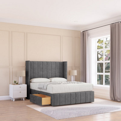 "Sloomy Melbourne Plush Memory Foam Bed Set ,no Drawers, Mattress & 54"" Wingback Headboard With 12"" Footboard - King" - image 1