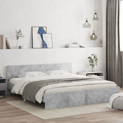Berkfield Bed Frame Without Mattress Concrete Grey 180X200 Cm Super King - image 1