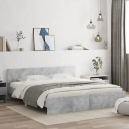 Berkfield Bed Frame Without Mattress Concrete Grey 180X200 Cm Super King - thumbnail 1