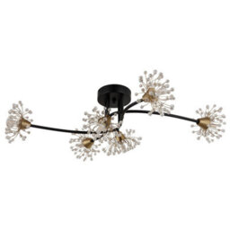 Luminosa Lighting Luminosa Fiore Multi Arm Semi Flush Ceiling Lamp Matt Black 6X G9 - thumbnail 2