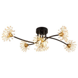Luminosa Lighting Luminosa Fiore Multi Arm Semi Flush Ceiling Lamp Matt Black 6X G9 - thumbnail 3