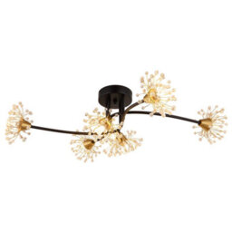 Luminosa Lighting Luminosa Fiore Multi Arm Semi Flush Ceiling Lamp Matt Black 6X G9