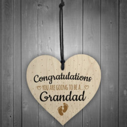 Red Ocean Handmade Pregnancy Announcent Gift Wooden Heart Congratulations Grandad Dad From Bump Gifts - thumbnail 2