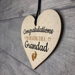 Red Ocean Handmade Pregnancy Announcent Gift Wooden Heart Congratulations Grandad Dad From Bump Gifts - thumbnail 7