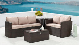 Home Detail Paloma Rattan Garden Sofa Set, Brown Rattan