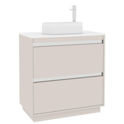 Royal Bathrooms Orion 800mm Warm Taupe Floor Standing Plain White Countertop Vanity Unit 2 Drawer With Lyon Basin & Chrome Accent Trim - thumbnail 6