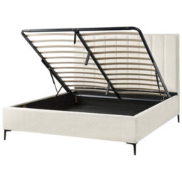 Beliani Ottoman Bed Boucle Sezanne 180 X 200 Cm (Eu Super King) Off-White - thumbnail 4