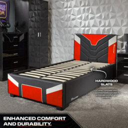 X Rocker X-Rocker Cerberus Ottoman Gaming Bed, 3Ft Single Upholstered Bedstead With Storage With 90X190Cm Mattress Included - Red - thumbnail 5