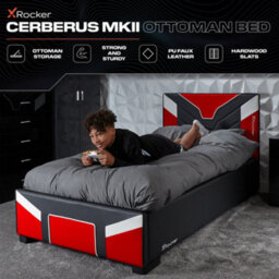 X Rocker X-Rocker Cerberus Ottoman Gaming Bed, 3Ft Single Upholstered Bedstead With Storage With 90X190Cm Mattress Included - Red - thumbnail 2