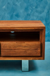 Orsina Acacia Three Drawer Media Unit, Modern Wooden Tv Cabinet With Storage, Contemporary Media Console - thumbnail 2