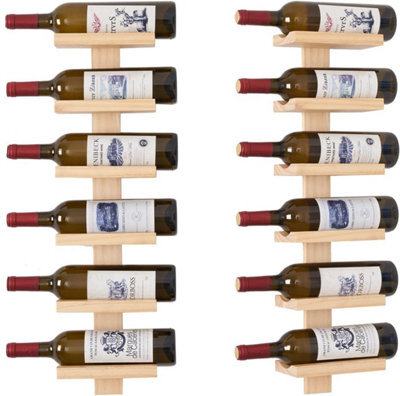 CKB Ltd Bar Amigos 12 Bottle Solid Pine Wood Wine Rack Wall Mounted Vertical Wooden Wine Bottle Holder, Rustic Space-Saving Wine Storage - image 1