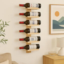 CKB Ltd Bar Amigos 12 Bottle Solid Pine Wood Wine Rack Wall Mounted Vertical Wooden Wine Bottle Holder, Rustic Space-Saving Wine Storage - thumbnail 2