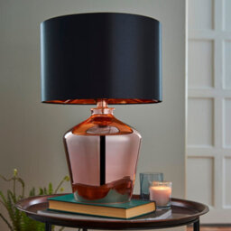 Anson Lighting Aiza Copper And Black Faux Silk Table Light - thumbnail 2