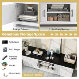 TV Console Table 2 Doors TV Stand for TVs up to 65 Black 57 - thumbnail 2