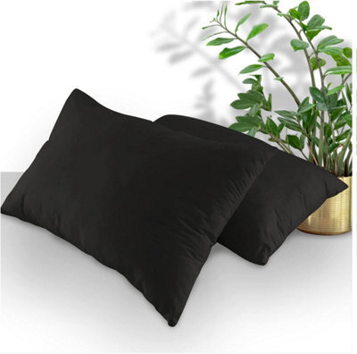 Gaveno Cavailia Plain Housewife Pillowcases Black, Pair