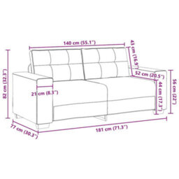 Vidaxl Loveseat Sofa With Cushion Dark Grey Artificial Leather - thumbnail 3