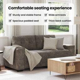 Vidaxl Loveseat Sofa With Cushion Dark Grey Artificial Leather - thumbnail 8