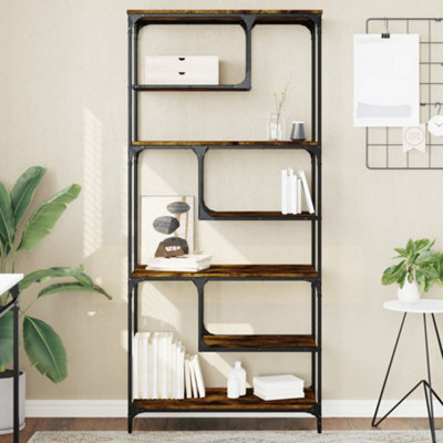 Berkfield Bookcase Smoked Oak 81X36X176 Cm Engineered Wood - image 1