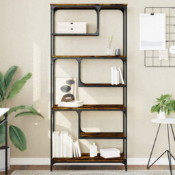 Berkfield Bookcase Smoked Oak 81X36X176 Cm Engineered Wood - thumbnail 1