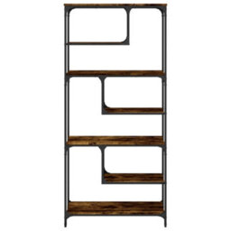 Berkfield Bookcase Smoked Oak 81X36X176 Cm Engineered Wood - thumbnail 5