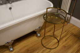 Nouveau Round Coffee Table With Glass Top, 710mm X 380mm - Brass/glass - Balterley - thumbnail 3