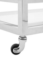 Orsina Polished Stainless Steel 2 Tier Drinks Trolley, Clear Tempered Glass Kitchen Bar Cart, Modern Luxe Drinks - thumbnail 4