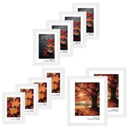 Urbn-Living Urbnliving 10 Piece White Photo Frame Set Modern Wall Mountable And Freestanding Gallery Style - thumbnail 7