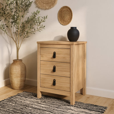 Wyld Haus Wildberry Natural Oak Bedside Table, 3 Drawers - image 1