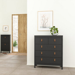 Furniture To Go Barcelona 3 Piece Bundle, Bedside, Chest And 2 Door Wardrobe In Matt Black - thumbnail 8