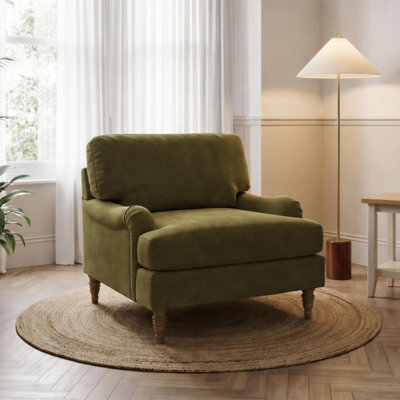 Furniturebox Uk Bernie Green Chenille Fabric Armchair - image 1