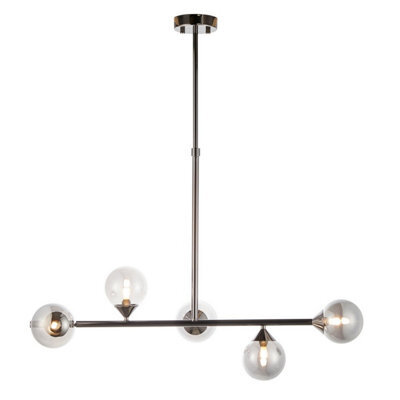 Luminosa Lighting Luminosa Grosseto Bar Pendant Ceiling Light Black Chrome Plate, Smoked Mirror Glass - image 1