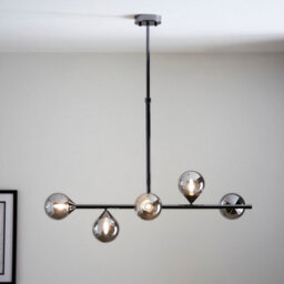 Luminosa Lighting Luminosa Grosseto Bar Pendant Ceiling Light Black Chrome Plate, Smoked Mirror Glass - thumbnail 2